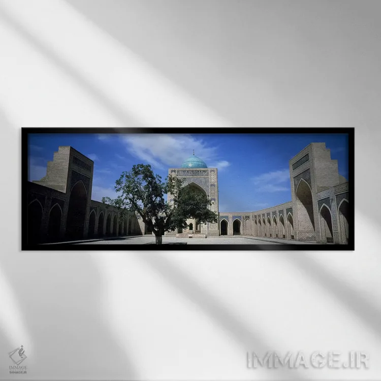 تابلو دکوراتیو Kalon Mosque, Bukhara, Uzbekistan,حیاط مسجد، مسجد کلان… اثر پانورامیک ایمجز - نمای قابدار مشکی