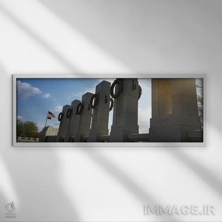 تابلو دکوراتیو National World War II Memorial, Washington DC, USA,ستون… اثر پانورامیک ایمجز - نمای قابدار سفید
