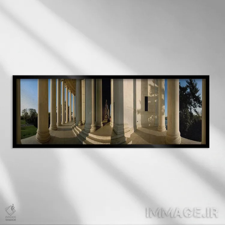 تابلو دکوراتیو Jefferson Memorial, Washington DC, USA,ستون های بنای یا… اثر پانورامیک ایمجز - نمای قابدار مشکی