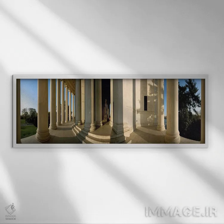 تابلو دکوراتیو Jefferson Memorial, Washington DC, USA,ستون های بنای یا… اثر پانورامیک ایمجز - نمای قابدار سفید