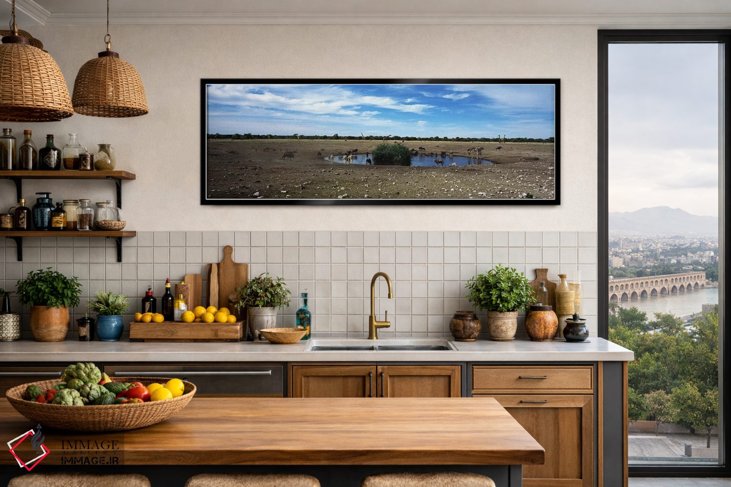 تابلو دکوراتیو Kunene Region, Namibia,حیوانات وحشی در برکه آب، پارک مل… اثر پانورامیک ایمجز - D3B