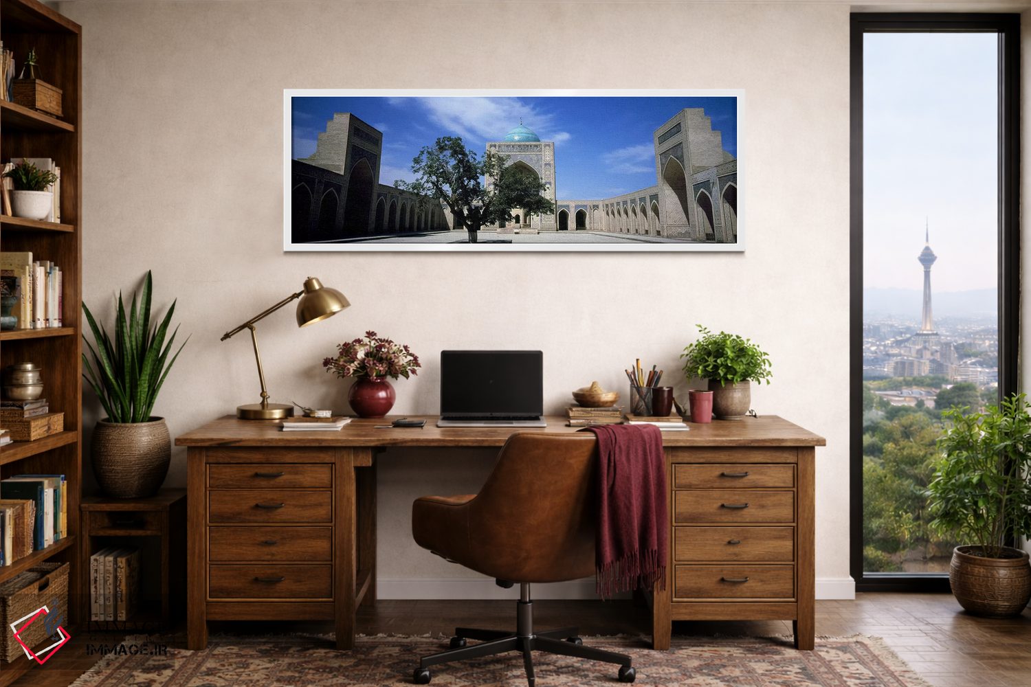 تابلو دکوراتیو Kalon Mosque, Bukhara, Uzbekistan,حیاط مسجد، مسجد کلان… اثر پانورامیک ایمجز - D1W