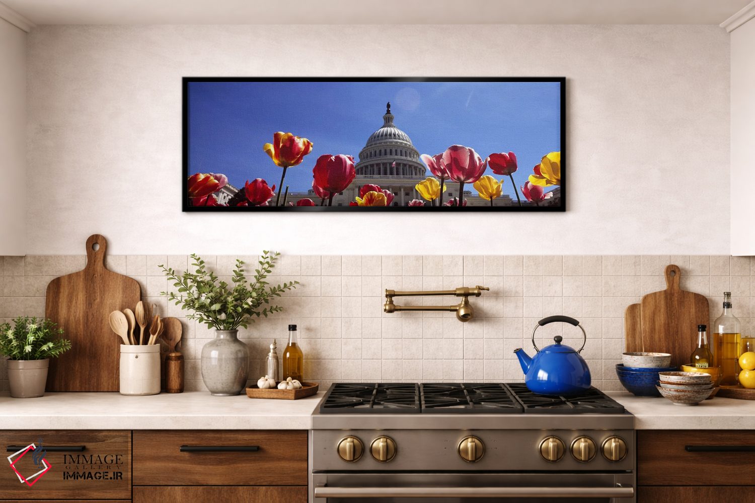 تابلو دکوراتیو Capitol Building, Washington DC, USA,لاله ها با ساختمان… اثر پانورامیک ایمجز - D1B