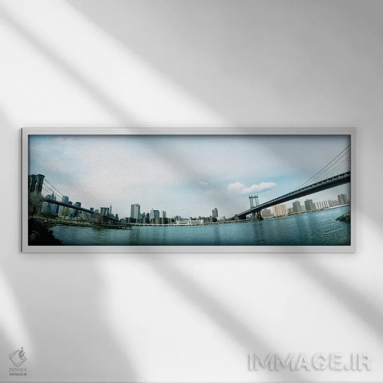 تابلو دکوراتیو Brooklyn bridge, Manhattan Bridge, East River, Brooklyn… اثر پانورامیک ایمجز - نمای قابدار سفید