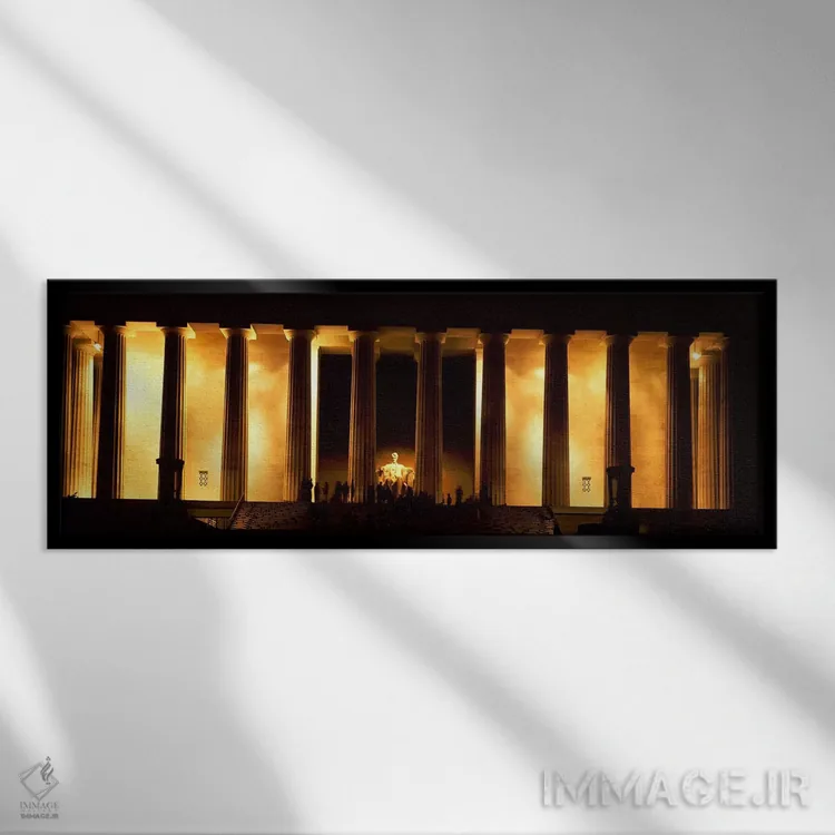 تابلو دکوراتیو Lincoln Memorial, Washington DC, USA,مجسمه آبراهام لینک… اثر پانورامیک ایمجز - نمای قابدار مشکی