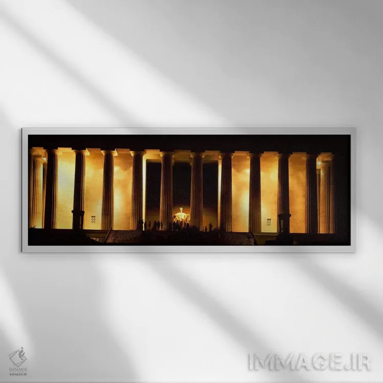 تابلو دکوراتیو Lincoln Memorial, Washington DC, USA,مجسمه آبراهام لینک… اثر پانورامیک ایمجز - نمای قابدار سفید