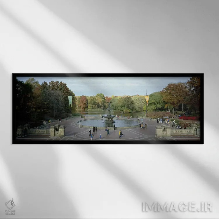 تابلو دکوراتیو Bethesda Fountain, Central Park, Manhattan, New York Ci… اثر پانورامیک ایمجز - نمای قابدار مشکی