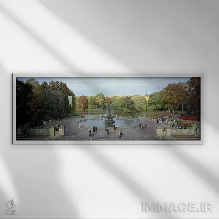 تابلو دکوراتیو Bethesda Fountain, Central Park, Manhattan, New York Ci… اثر پانورامیک ایمجز - نمای قابدار سفید