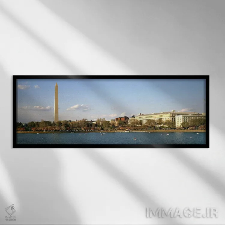 تابلو دکوراتیو Washington Monument, Potomac River, Washington DC, USA… اثر پانورامیک ایمجز - نمای قابدار مشکی