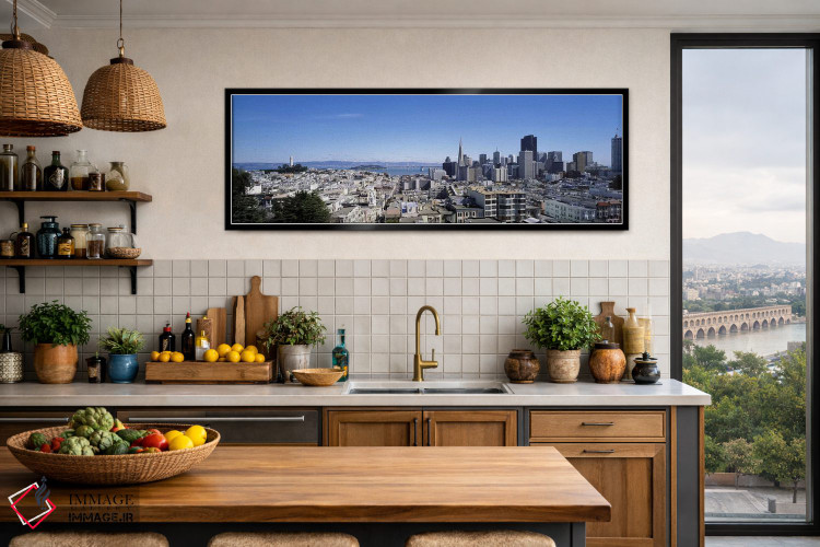 تابلو دکوراتیو Coit Tower, Telegraph Hill, Bay Bridge, San Francisco… اثر پانورامیک ایمجز - D3B