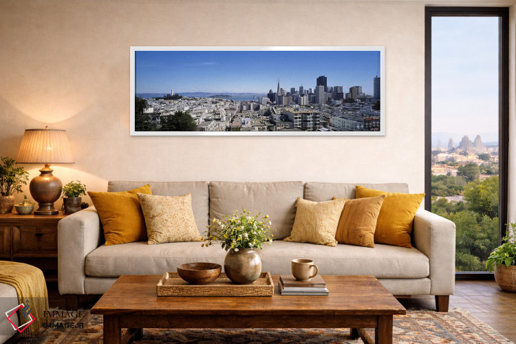 تابلو دکوراتیو Coit Tower, Telegraph Hill, Bay Bridge, San Francisco… اثر پانورامیک ایمجز - D5W