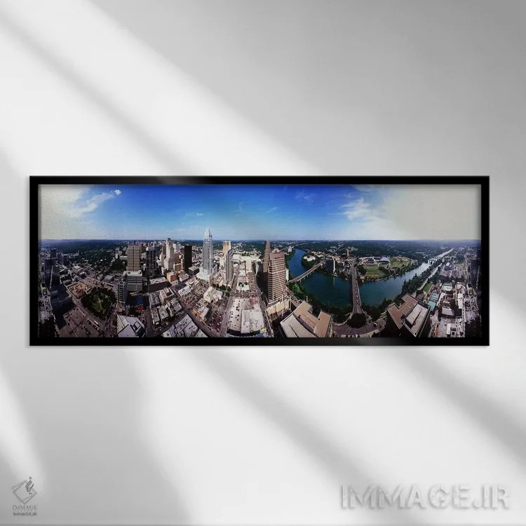 تابلو دکوراتیو Austin, Travis county, Texas, USA,نمای ۳۶۰ درجه از شهر… اثر پانورامیک ایمجز - نمای قابدار مشکی