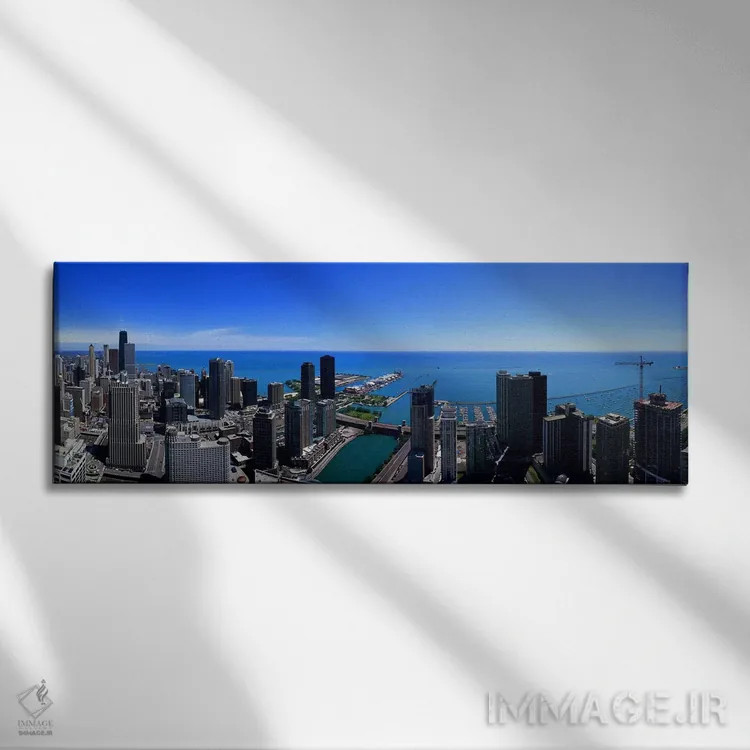 تابلو دکوراتیو Chicago River, Chicago, Cook County, Illinois, USA,ساخت… اثر پانورامیک ایمجز - نمای روبهرو روی دیوار