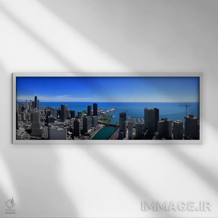 تابلو دکوراتیو Chicago River, Chicago, Cook County, Illinois, USA,ساخت… اثر پانورامیک ایمجز - نمای قابدار سفید