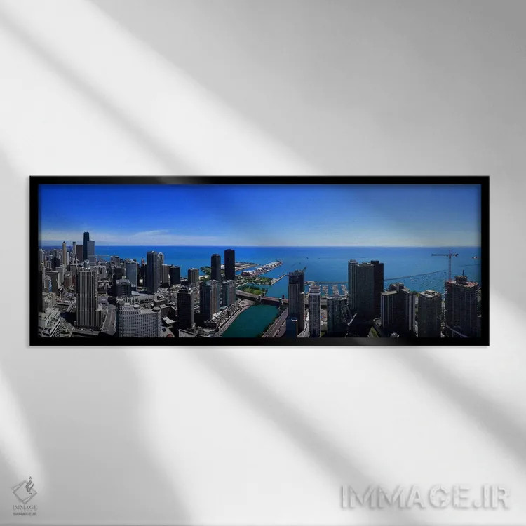 تابلو دکوراتیو Chicago River, Chicago, Cook County, Illinois, USA,ساخت… اثر پانورامیک ایمجز - نمای قابدار مشکی