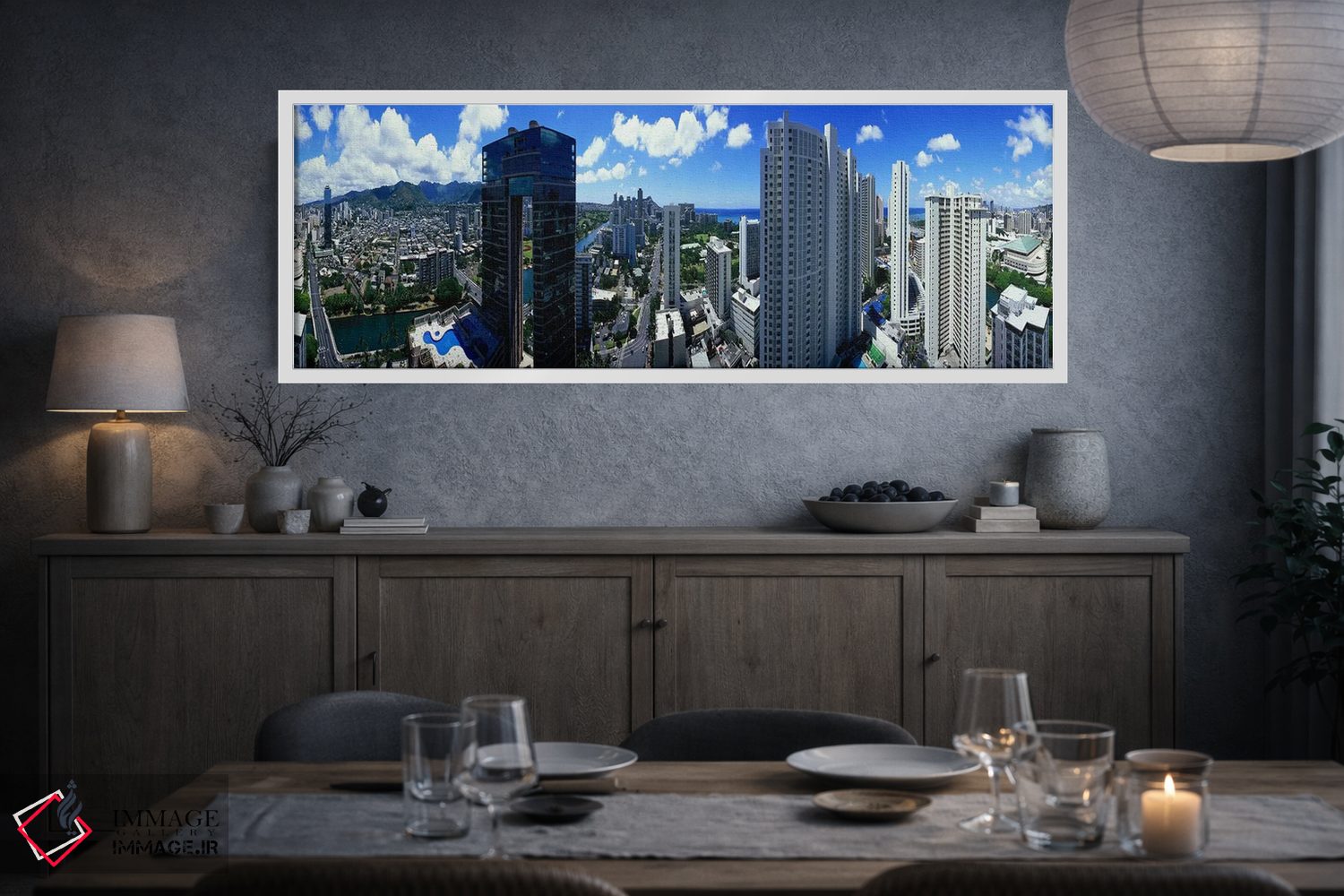 تابلو دکوراتیو Waikiki Beach, Oahu, Honolulu, Hawaii, USA,نمای ۳۶۰ درج… اثر پانورامیک ایمجز - D3W
