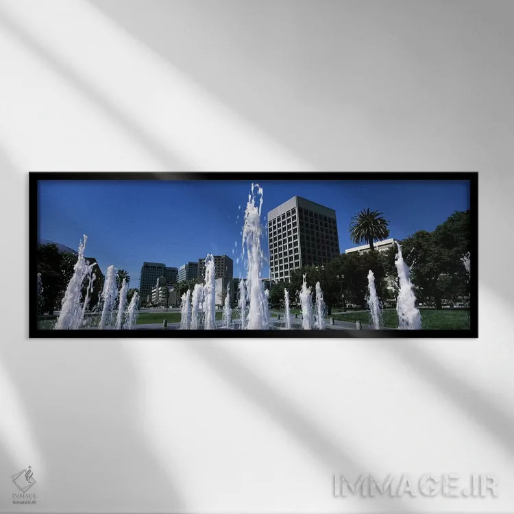 تابلو دکوراتیو Plaza De Cesar Chavez, Downtown San Jose, San Jose, San… اثر پانورامیک ایمجز - نمای قابدار مشکی