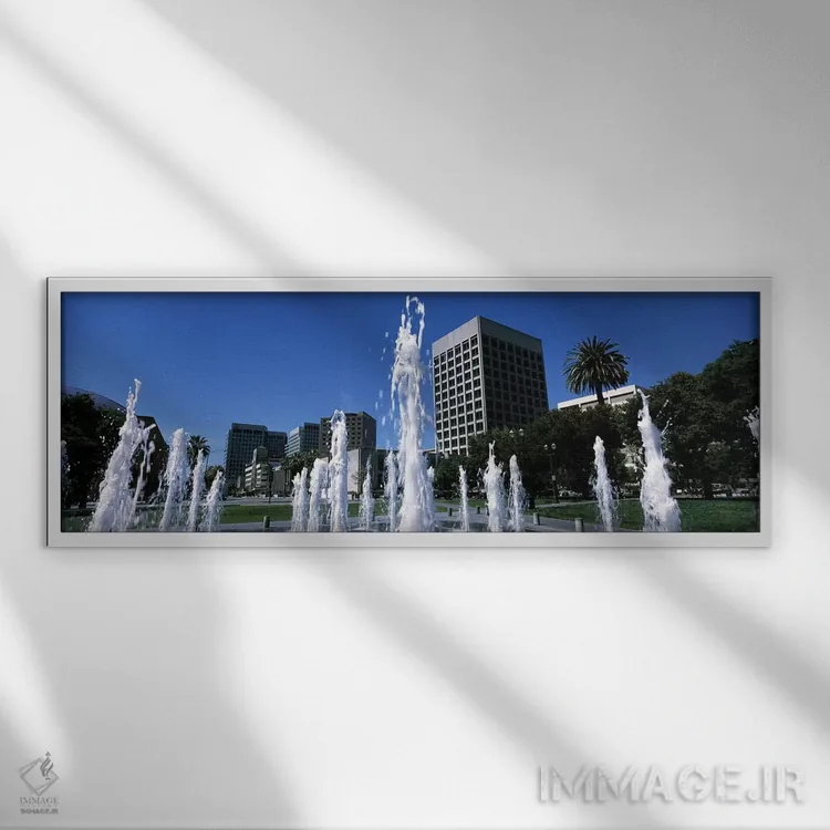 تابلو دکوراتیو Plaza De Cesar Chavez, Downtown San Jose, San Jose, San… اثر پانورامیک ایمجز - نمای قابدار سفید