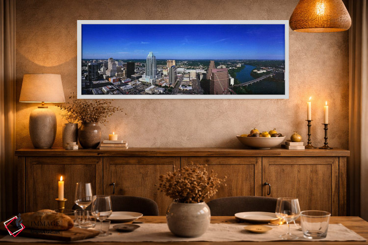 تابلو دکوراتیو Austin, Travis county, Texas, USA,نمای هوایی از شهر، آس… اثر پانورامیک ایمجز - D2W