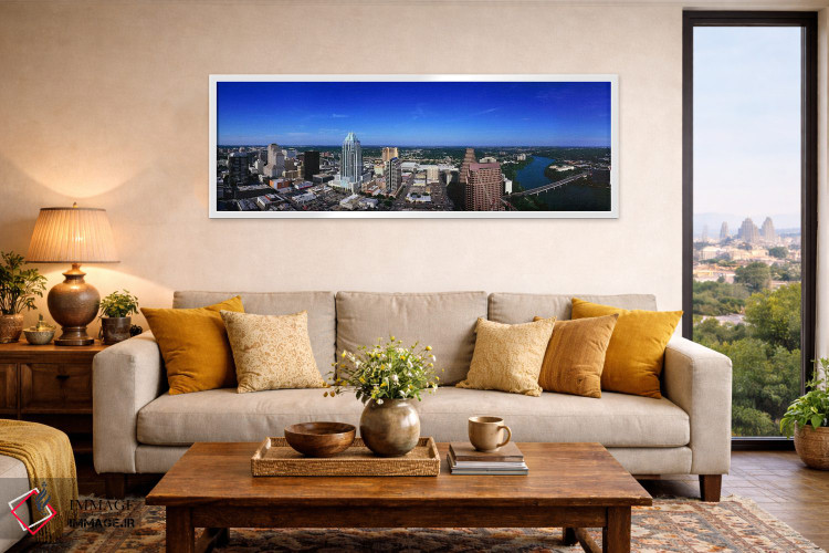 تابلو دکوراتیو Austin, Travis county, Texas, USA,نمای هوایی از شهر، آس… اثر پانورامیک ایمجز - D5W