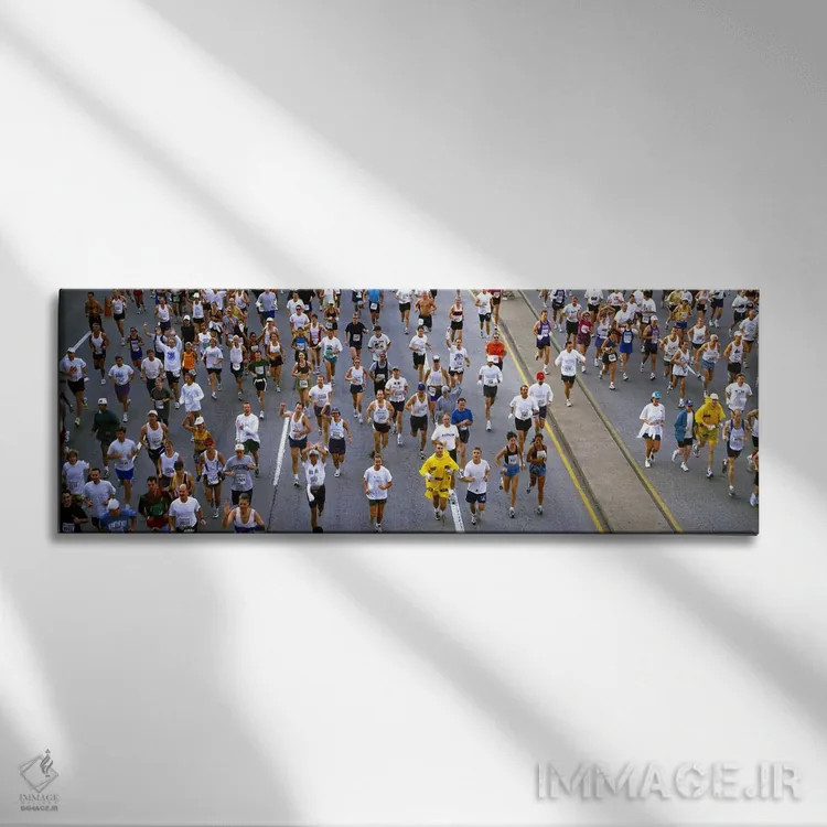تابلو دکوراتیو Chicago, Illinois, USA,افراد در حال دویدن در ماراتن، ما… اثر پانورامیک ایمجز - نمای روبهرو روی دیوار