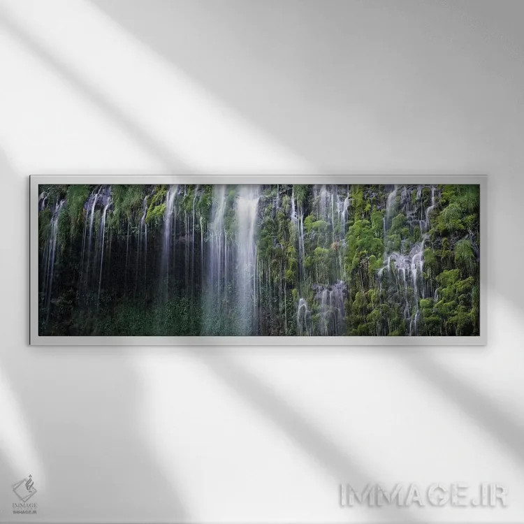 تابلو دکوراتیو Mossbrae Falls, Sacramento River, Dunsmuir, Siskiyou Co… اثر پانورامیک ایمجز - نمای قابدار سفید