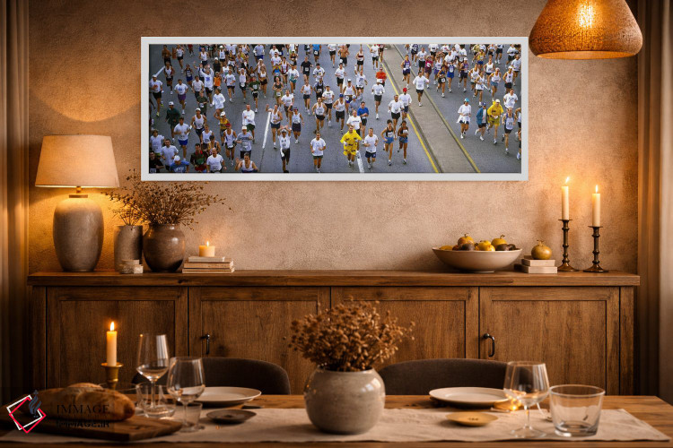 تابلو دکوراتیو Chicago, Illinois, USA,افراد در حال دویدن در ماراتن، ما… اثر پانورامیک ایمجز - D1W