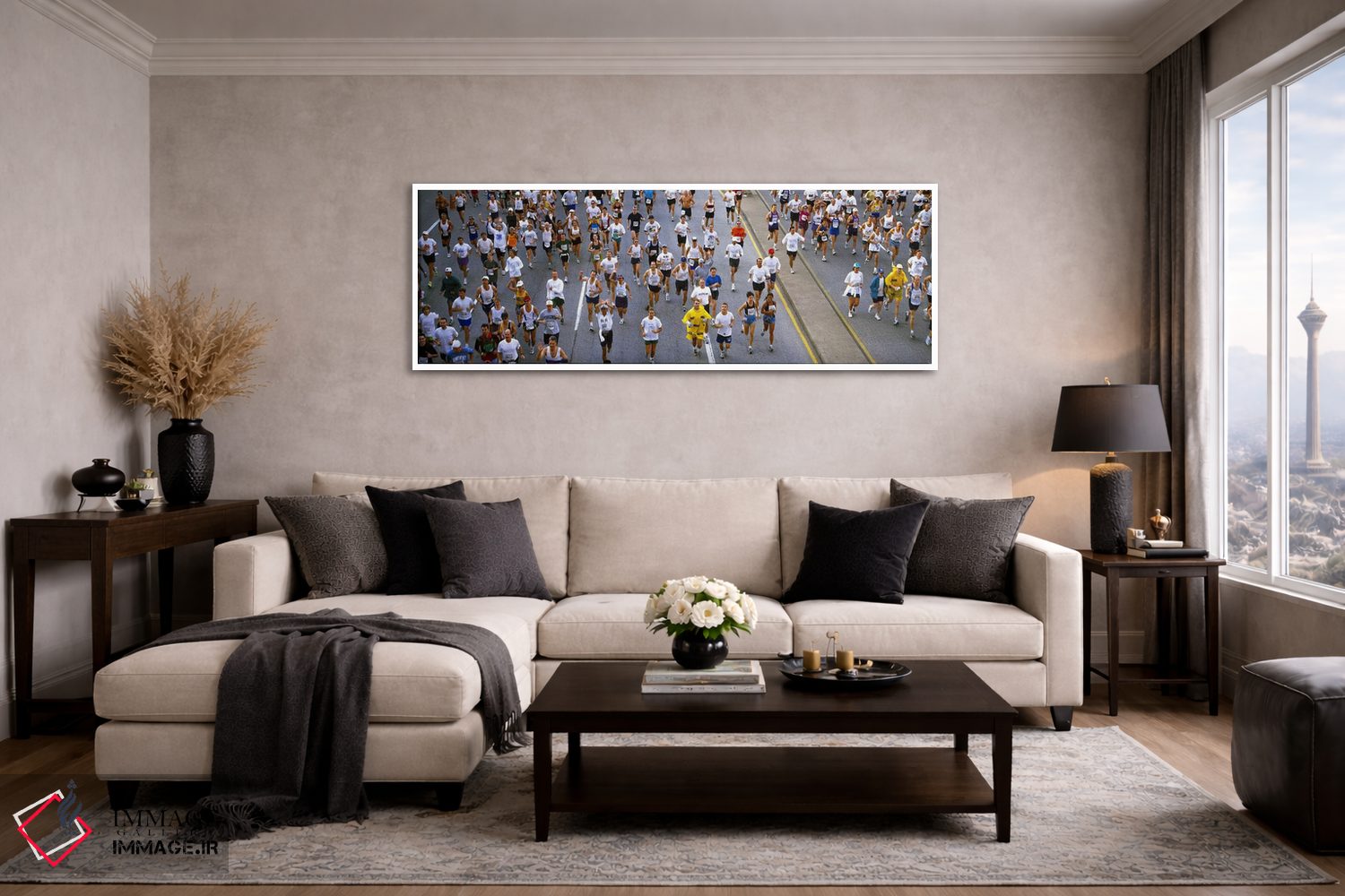 تابلو دکوراتیو Chicago, Illinois, USA,افراد در حال دویدن در ماراتن، ما… اثر پانورامیک ایمجز - D4W