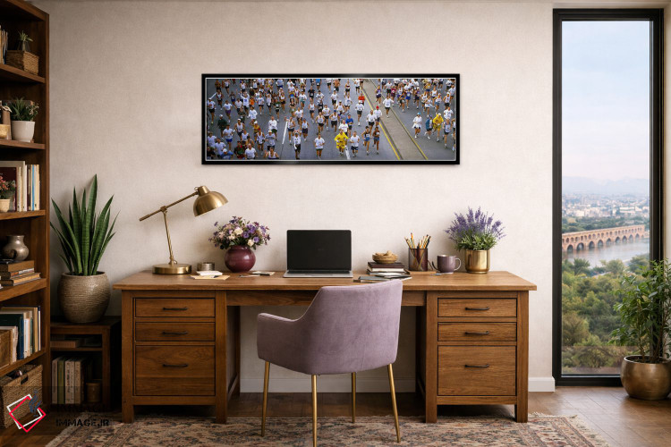 تابلو دکوراتیو Chicago, Illinois, USA,افراد در حال دویدن در ماراتن، ما… اثر پانورامیک ایمجز - D2B