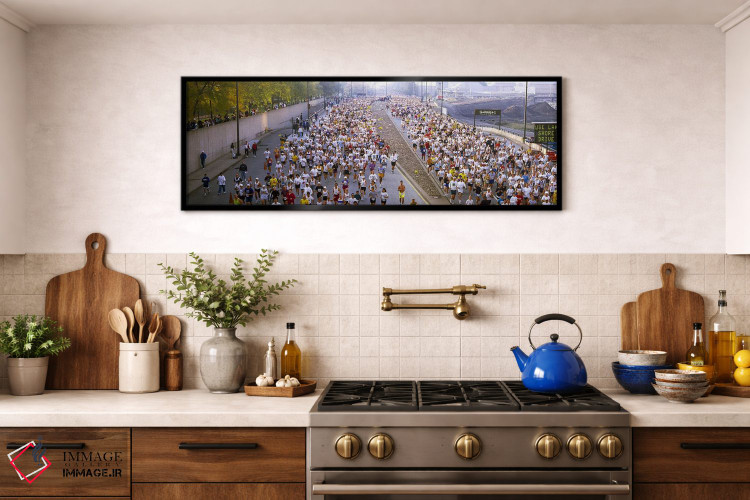 تابلو دکوراتیو Chicago, Illinois, USA,جمعیت در حال دویدن در ماراتن، ما… اثر پانورامیک ایمجز - D2B