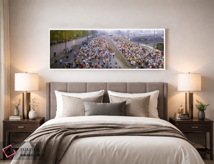 تابلو دکوراتیو Chicago, Illinois, USA,جمعیت در حال دویدن در ماراتن، ما… اثر پانورامیک ایمجز - D3W