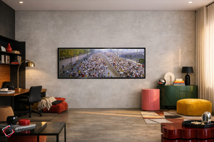 تابلو دکوراتیو Chicago, Illinois, USA,جمعیت در حال دویدن در ماراتن، ما… اثر پانورامیک ایمجز - D6B