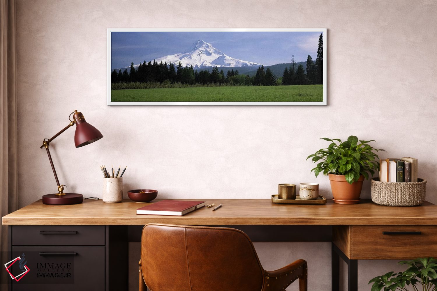 تابلو دکوراتیو Oregon, USA,منظره جنگلی با کوه هود پوشیده از برف در پس… اثر پانورامیک ایمجز - D3W
