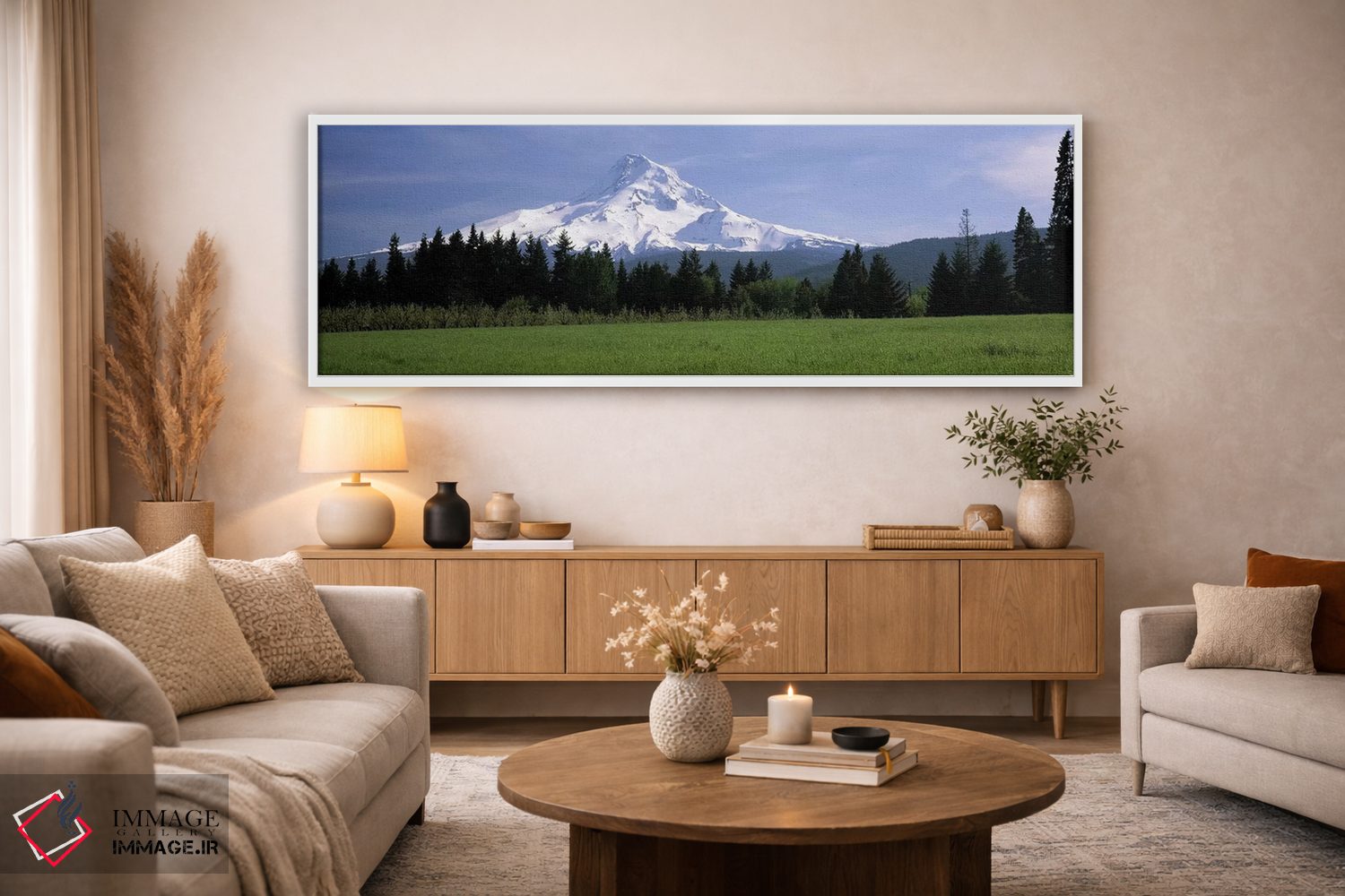 تابلو دکوراتیو Oregon, USA,منظره جنگلی با کوه هود پوشیده از برف در پس… اثر پانورامیک ایمجز - D4W