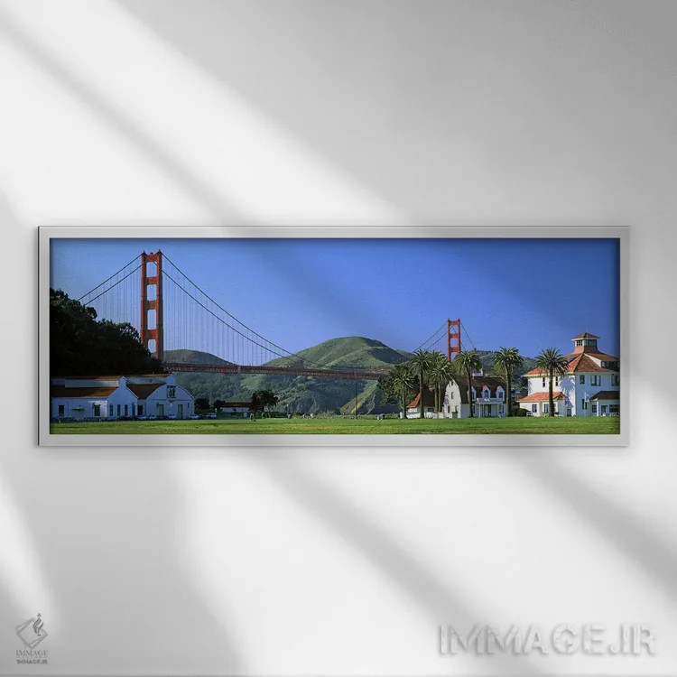تابلو دکوراتیو Golden Gate Bridge, Crissy Field, San Francisco, Califo… اثر پانورامیک ایمجز - نمای قابدار سفید