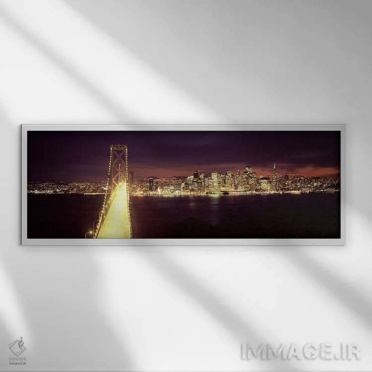تابلو دکوراتیو Bay Bridge, San Francisco Bay, San Francisco, Californi… اثر پانورامیک ایمجز - نمای قابدار سفید