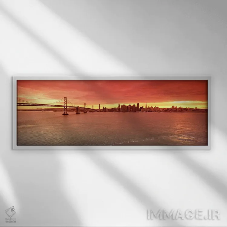 تابلو دکوراتیو Bay Bridge, San Francisco Bay, San Francisco, Californi… اثر پانورامیک ایمجز - نمای قابدار سفید