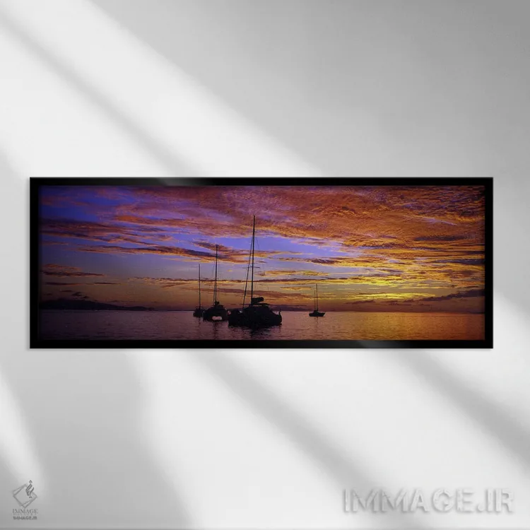 تابلو دکوراتیو Tahiti, French Polynesia,قایق های بادبانی در دریا، تاهی… اثر پانورامیک ایمجز - نمای قابدار مشکی