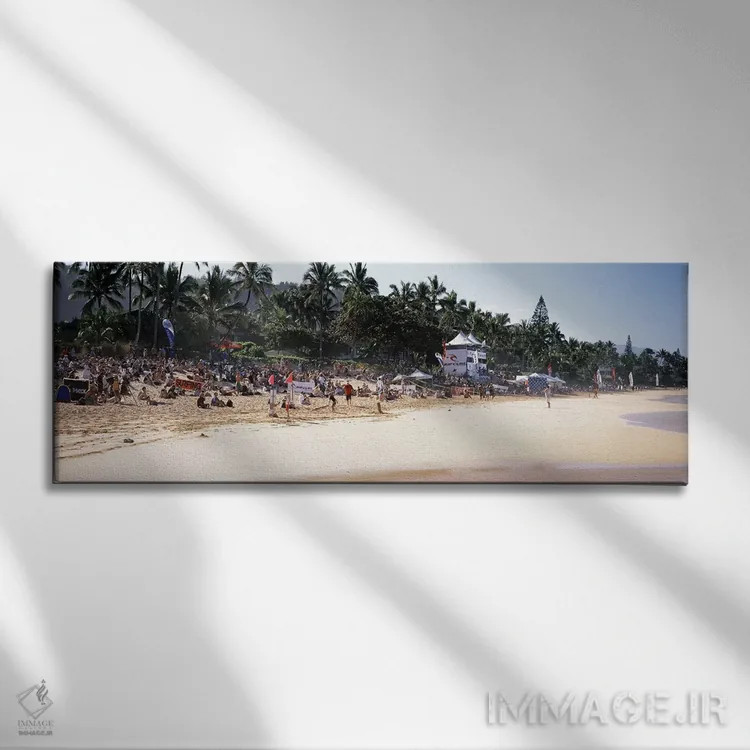تابلو دکوراتیو North Shore, Oahu, Hawaii, USA,گردشگران در ساحل، نورث ش… اثر پانورامیک ایمجز - نمای روبهرو روی دیوار