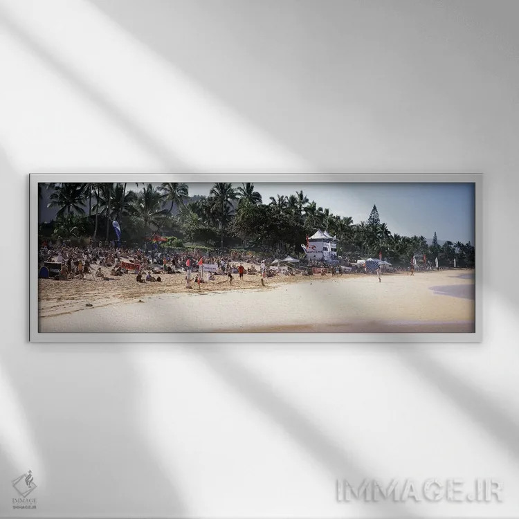تابلو دکوراتیو North Shore, Oahu, Hawaii, USA,گردشگران در ساحل، نورث ش… اثر پانورامیک ایمجز - نمای قابدار سفید