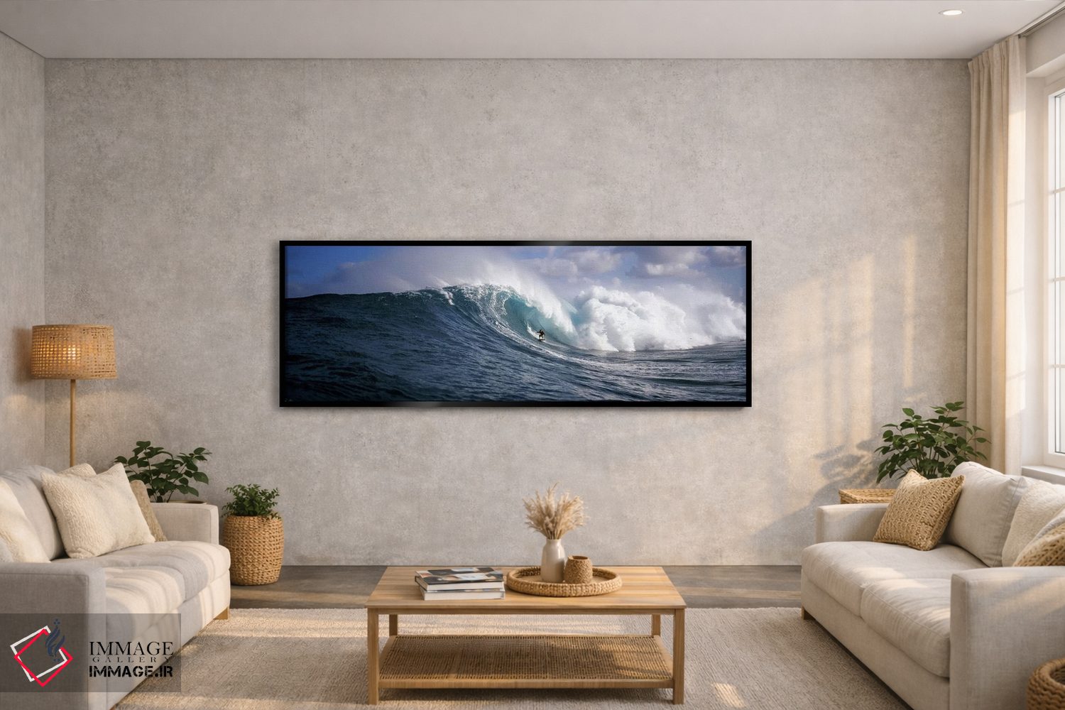 تابلو دکوراتیو Maui, Hawai'i, USA,موج سوار تنها بر روی موج سهمگین، مائ… اثر پانورامیک ایمجز - D4B