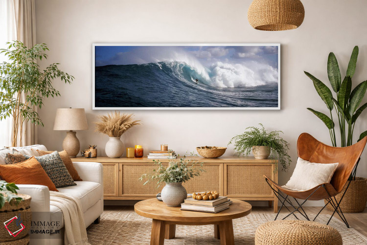 تابلو دکوراتیو Maui, Hawai'i, USA,موج سوار تنها بر روی موج سهمگین، مائ… اثر پانورامیک ایمجز - D3W