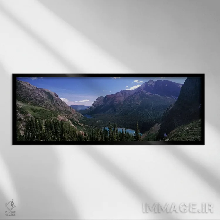 تابلو دکوراتیو Glacier National Park, Montana, USA,منظره دره کوهستانی… اثر پانورامیک ایمجز - نمای قابدار مشکی