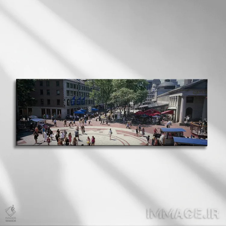 تابلو دکوراتیو Faneuil Hall Marketplace, Quincy Market, Boston, Suffol… اثر پانورامیک ایمجز - نمای روبهرو روی دیوار