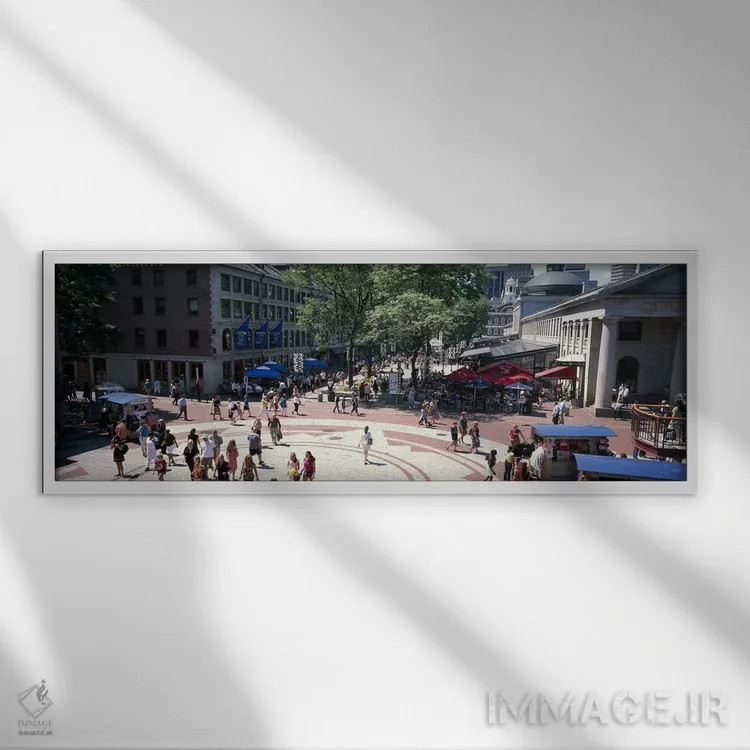 تابلو دکوراتیو Faneuil Hall Marketplace, Quincy Market, Boston, Suffol… اثر پانورامیک ایمجز - نمای قابدار سفید