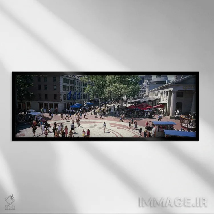 تابلو دکوراتیو Faneuil Hall Marketplace, Quincy Market, Boston, Suffol… اثر پانورامیک ایمجز - نمای قابدار مشکی