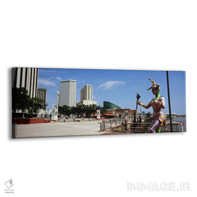 تابلو دکوراتیو Riverwalk Area, New Orleans, Louisiana, USA,مجسمه دلقک… اثر پانورامیک ایمجز - نمای پرسپکتیو محصول