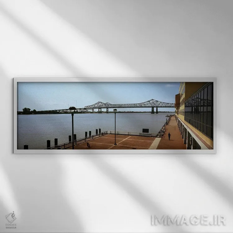 تابلو دکوراتیو Crescent City Connection Bridge, Mississippi River, New… اثر پانورامیک ایمجز - نمای قابدار سفید