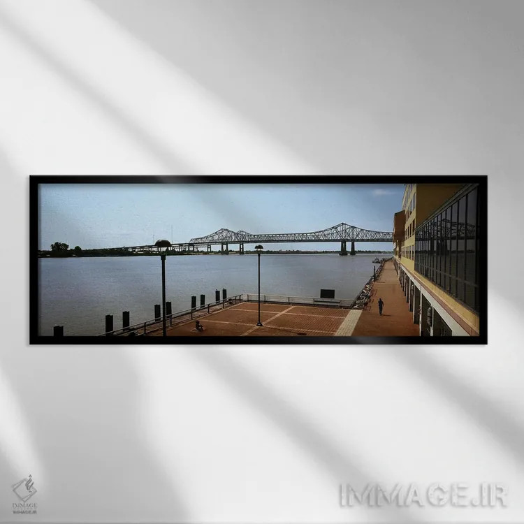 تابلو دکوراتیو Crescent City Connection Bridge, Mississippi River, New… اثر پانورامیک ایمجز - نمای قابدار مشکی