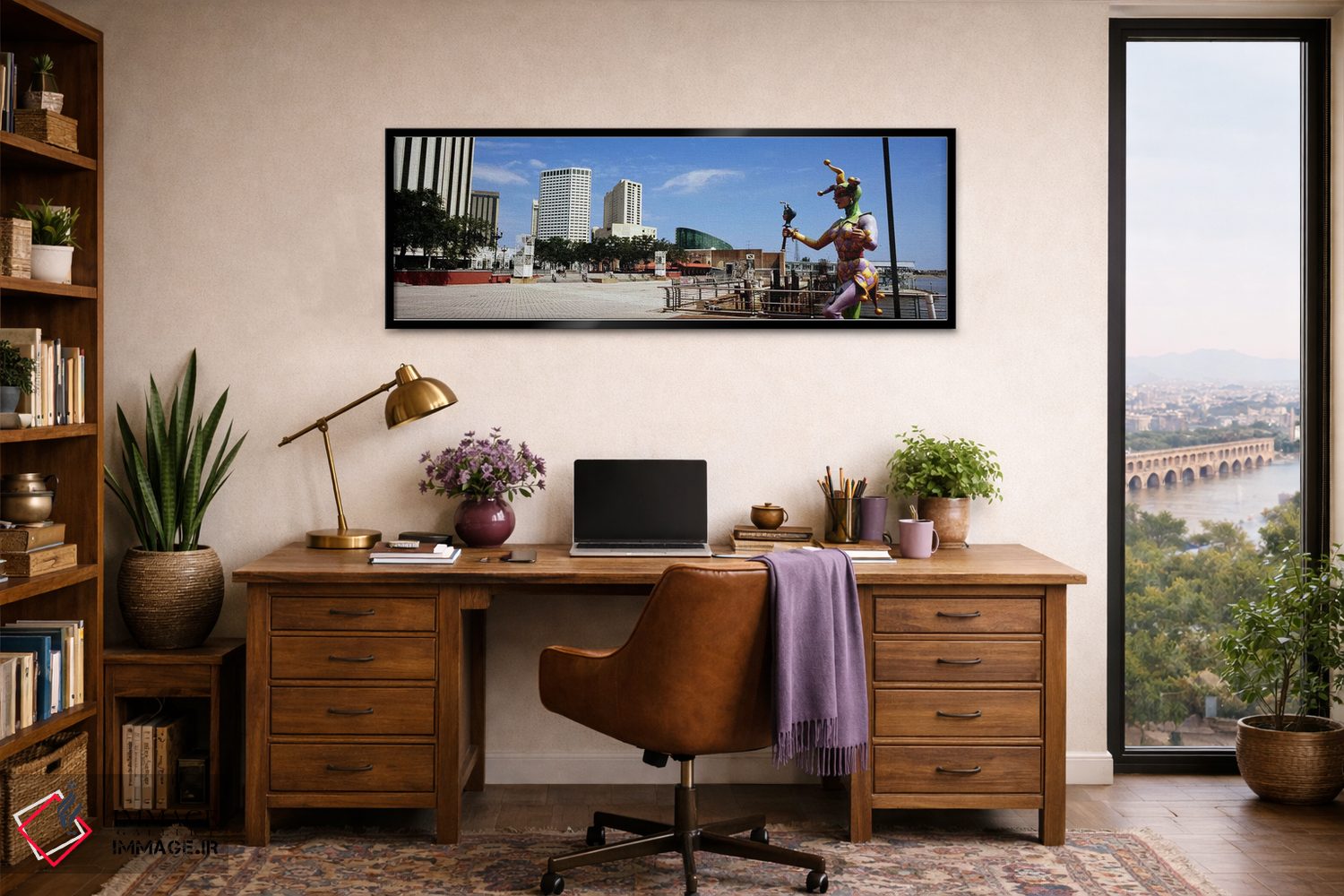 تابلو دکوراتیو Riverwalk Area, New Orleans, Louisiana, USA,مجسمه دلقک… اثر پانورامیک ایمجز - D2B